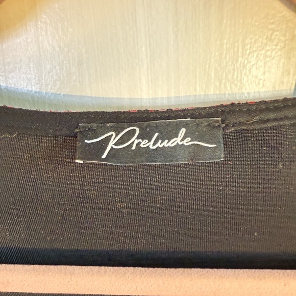 CLOSET CLEAN OUT Prelude Glitter Flare Sleeve Top - Red - Picture 2 of 2